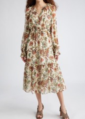 Ulla Johnson Audette Floral Ruffle Long Sleeve Silk Maxi Dress