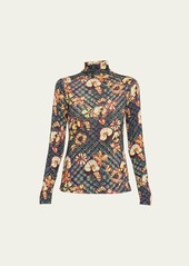 Ulla Johnson Aurelia Long-Sleeve Printed Turtleneck Top