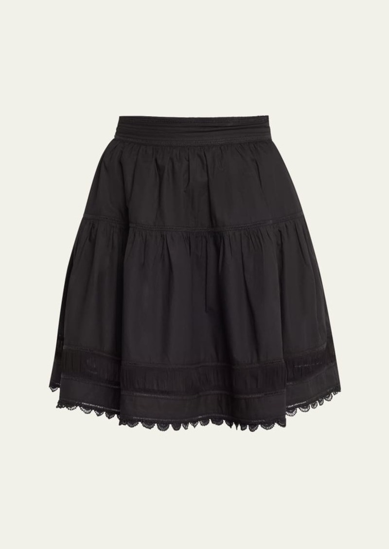 Ulla Johnson Ayla Scalloped Lace-Inset Cotton Mini Skirt