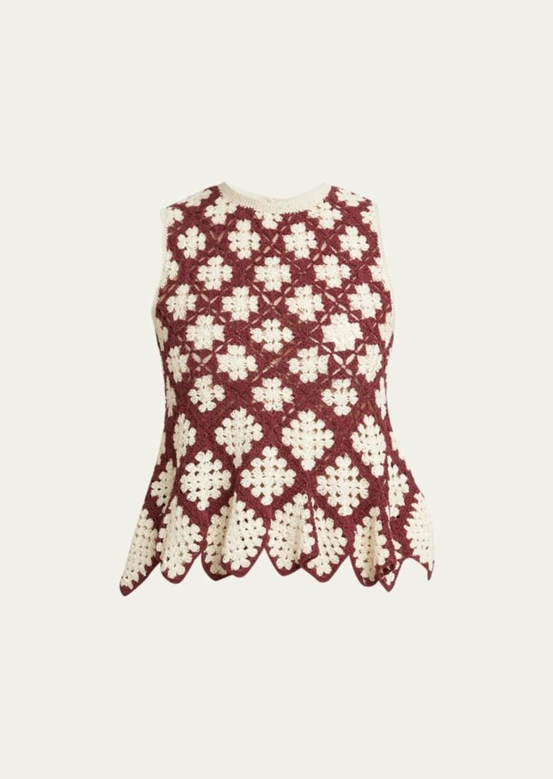 Ulla Johnson Boden Floral Crochet Sleeveless Top