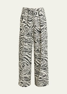 Ulla Johnson Cai Wide-Leg Zebra-Print Pants