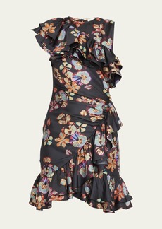 Ulla Johnson Candace Ruffled Floral Silk Mini Dress