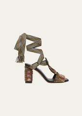 Ulla Johnson Celina Beaded Ankle-Wrap Sandals