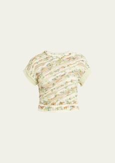 Ulla Johnson Frankie Floral Short-Sleeve Open-Knit Top