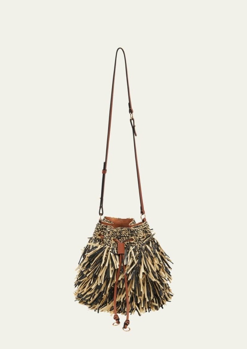 Ulla Johnson Gigi Fringe Drawstring Bucket Bag