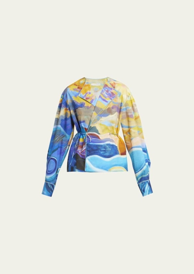 Ulla Johnson Holland Abstract-Print Cotton Wrap Jacket