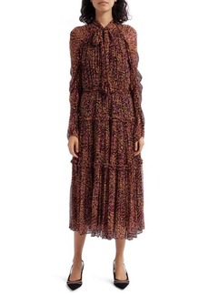 Ulla Johnson Idalia Metallic Thread Floral Long Sleeve Silk Dress