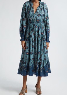 Ulla Johnson Katernia Floral Long Sleeve Cotton Blend Maxi Dress