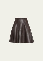 Ulla Johnson Kiara Leather Mini Flare Skirt