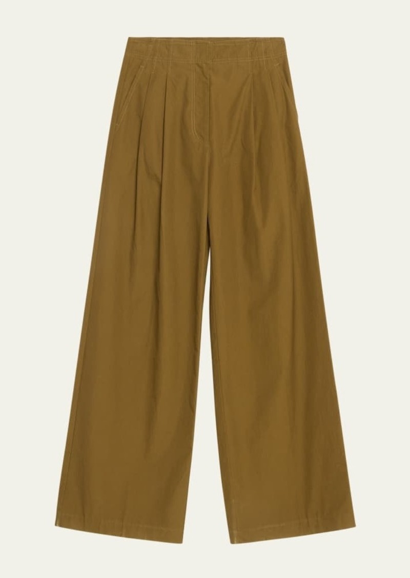 Ulla Johnson Lani Wide-Leg Cotton Twill Pants