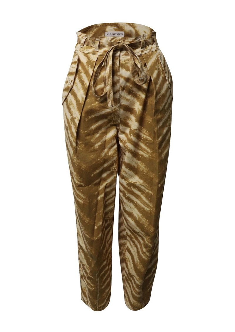 Ulla Johnson Lars Belted High-Rise Pants in Animal Print Cotton