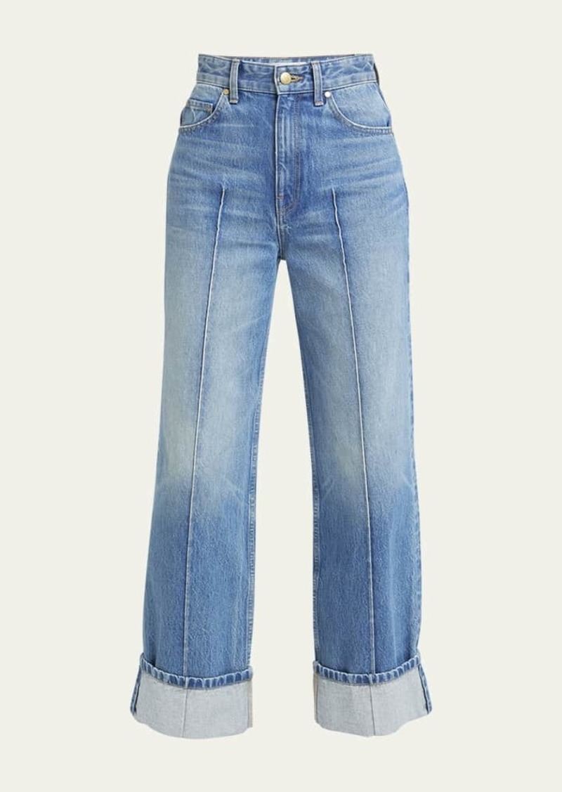 Ulla Johnson The Genevieve Pintuck Wide-Leg Denim Jeans