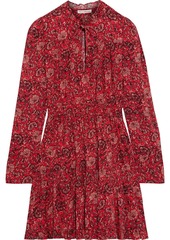 Ulla Johnson Woman Liv Gathered Printed Cotton-blend Mini Dress Crimson