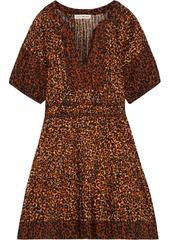 Ulla Johnson Woman Mariana Pintucked Leopard-print Cotton-voile Mini Dress Animal Print