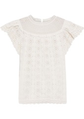 Ulla Johnson Woman Marin Crocheted Lace-trimmed Broderie Anglaise Cotton Top Off-white