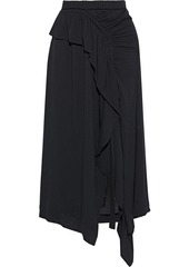Ulla Johnson Woman Sofia Asymmetric Ruffled Crepe Midi Skirt Black
