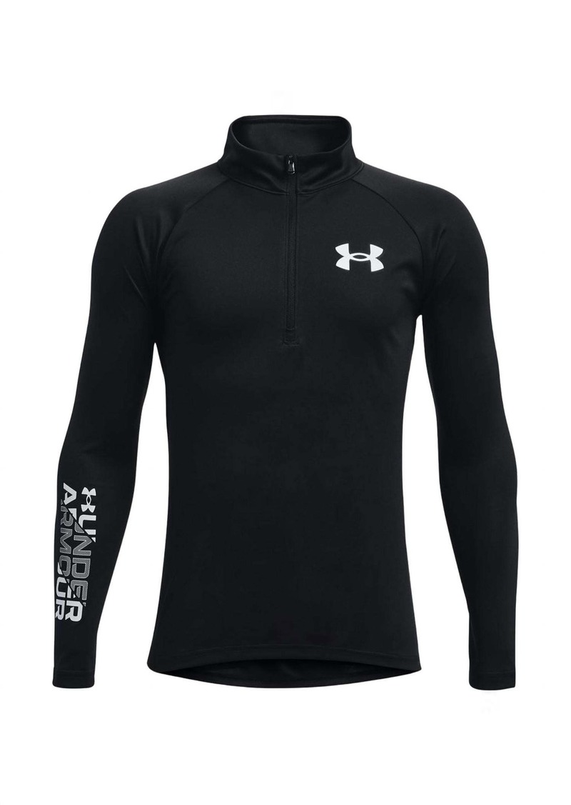 Under Armour Boys' Tech Big Logo Half Zip Top In Black/white