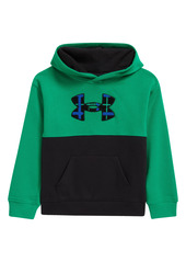 Under Armour Under Armor Kids' Colorblock Logo Hoodie in Quest Green at Nordstrom