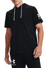 Under Armour Men's UA Rival Short Sleeve Hoodie in Black /Mod Grey at Nordstrom