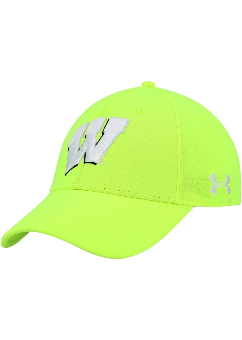 Men's Under Armour Neon Green Wisconsin Badgers Signal Call Performance Flex Hat - Neon Green