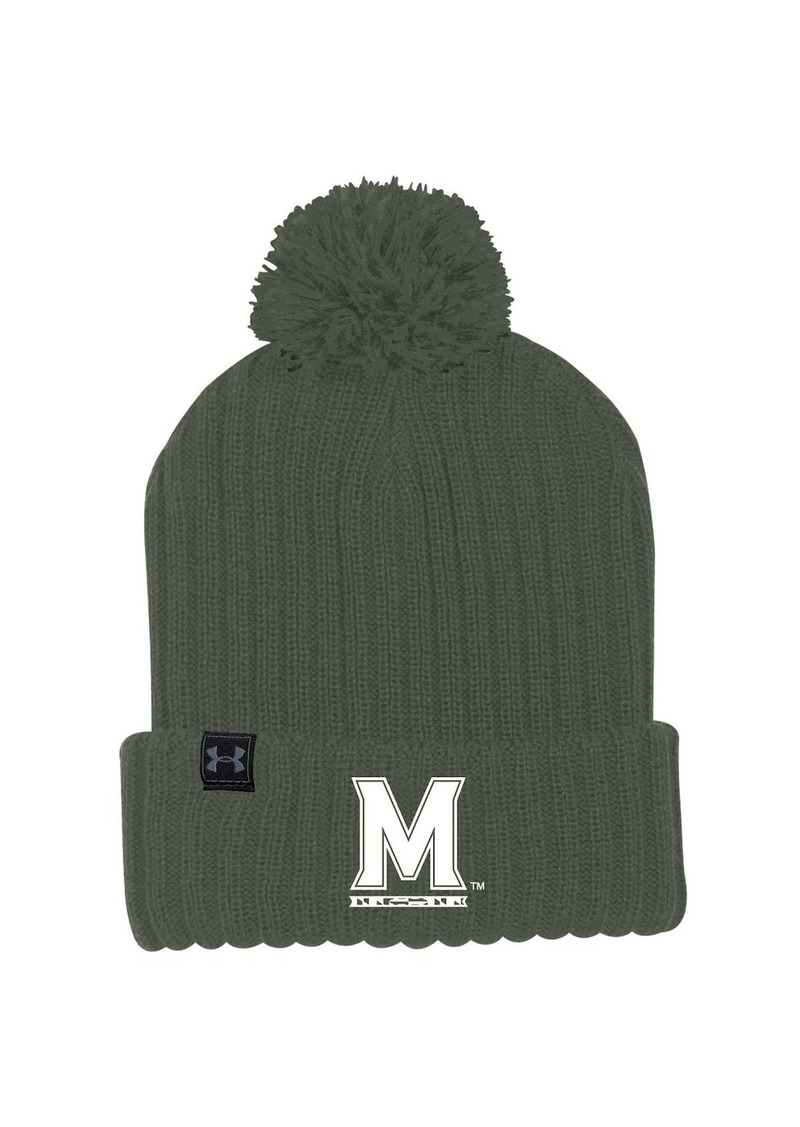 Men's Under Armour Olive Maryland Terrapins Freedom Cuffed Pom Knit Hat - Olive