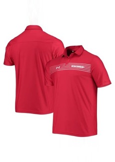 Men's Under Armour Red Wisconsin Badgers Sideline Chest Stripe Performance Polo at Nordstrom
