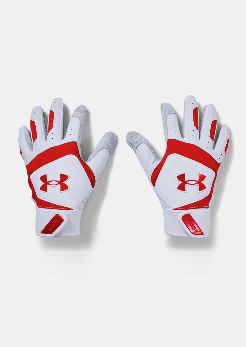 Under Armour Men's Yard Batting Gloves In White/red/red