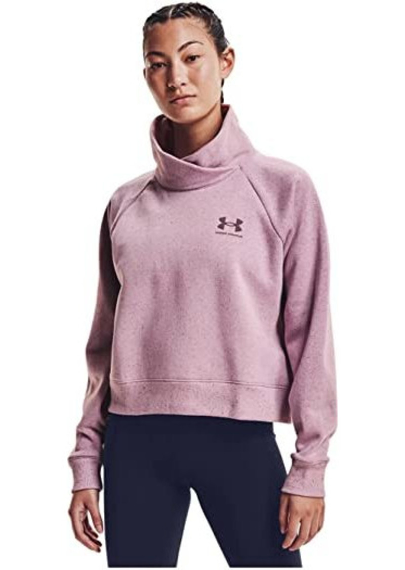 under armour rival fleece wrap neck jumper in black