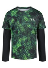 Under Armour Kids' Halftone Microdot Long Sleeve Performance T-Shirt in Black at Nordstrom