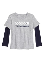 Under Armour Kids' Layered Long Sleeve Logo Graphic Tee in Mod Gray at Nordstrom