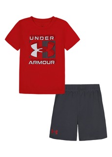 Under Armour Kids' UA Mesh Big Logo T-Shirt & Shorts Set in Red at Nordstrom Rack