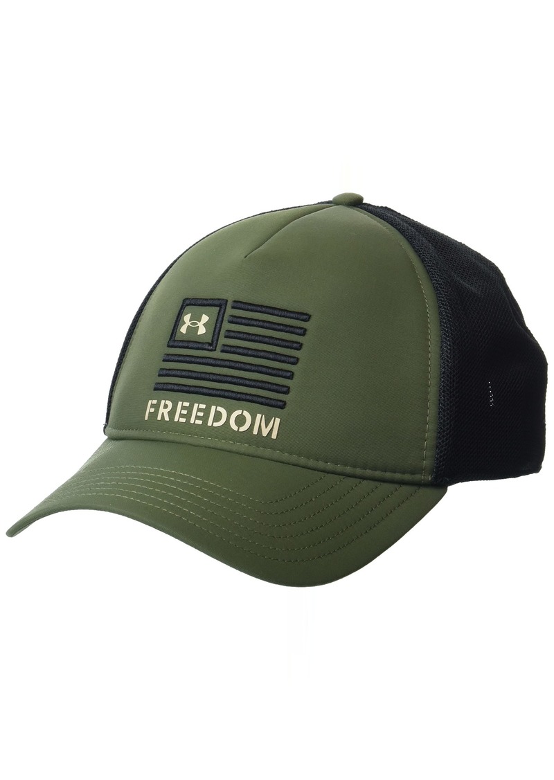 Under Armour Men's Freedom Trucker Hat  (391) Marine OD Green / Black / Desert Sand  Fits All