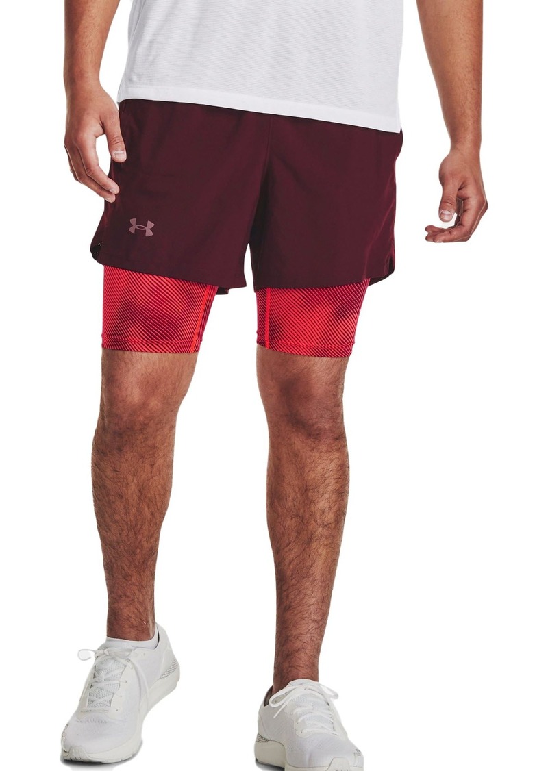 Under Armour Mens Launch Run 5-inch 2-in-1 Shorts (035) Steel/Neo Turquoise/Reflective