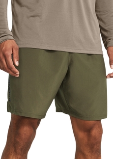 "Under Armour Men's Moisture-Wicking Logo-Print 8-1/4"" Tech Shorts - Marine OD Green / Black"
