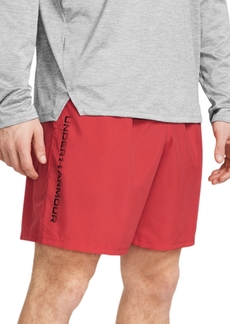 "Under Armour Men's Moisture-Wicking Logo-Print 8-1/4"" Tech Shorts - Earthen Orange // Black"