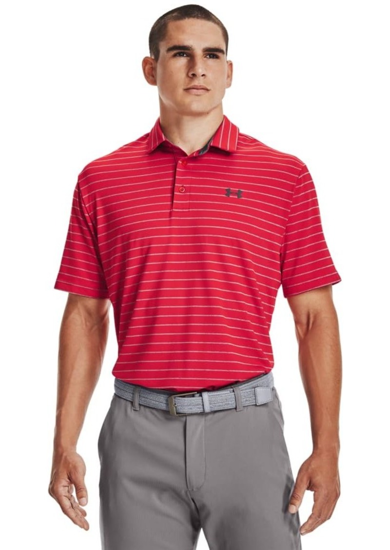 Under Armour Men's Playoff Polo Tour Striped (600) Red/Steel/Pitch Gray