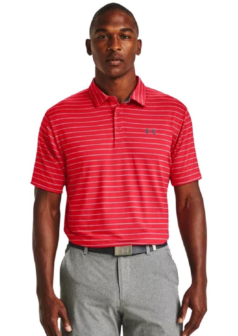 Under Armour Men's Playoff Polo Tour Striped (600) Red/Steel/Pitch Gray