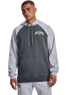 Under Armour Mens Rival Wordmark Colorblock Hoodie (012) Pitch Gray/Mod Gray Light Heather/Onyx White