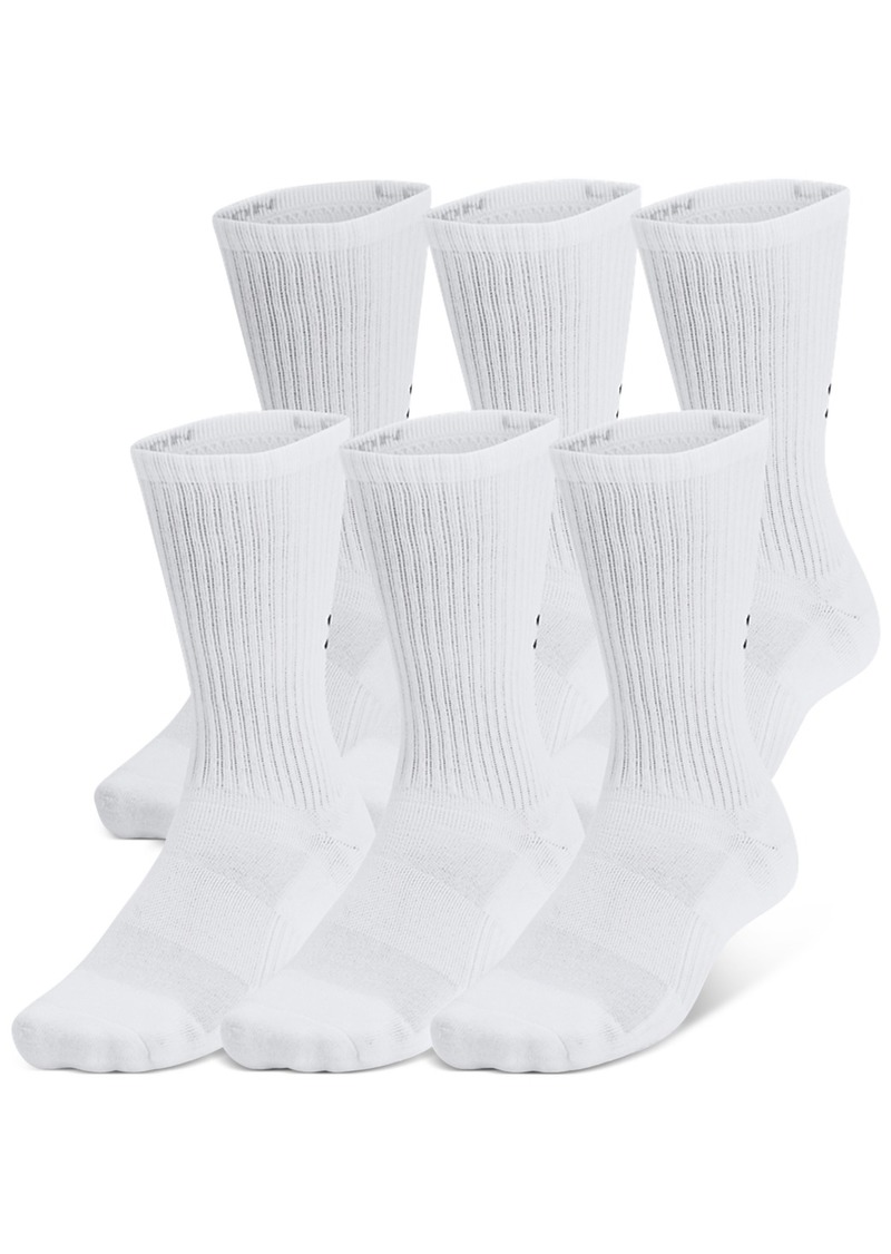 Under Armour Men's Training Cotton 6-Pk. Moisture-Wicking Crew Socks - White