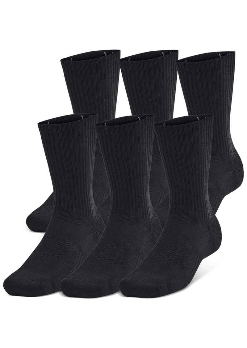 Under Armour Men's Training Cotton 6-Pk. Moisture-Wicking Crew Socks - Black