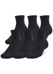 Under Armour Men's Training Cotton 6-Pk. Moisture-Wicking Quarter Socks - White