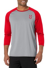 Under Armour Men's Utility 3/4 Performance Shirt (013) Mod Gray Full Heather/Red/Red