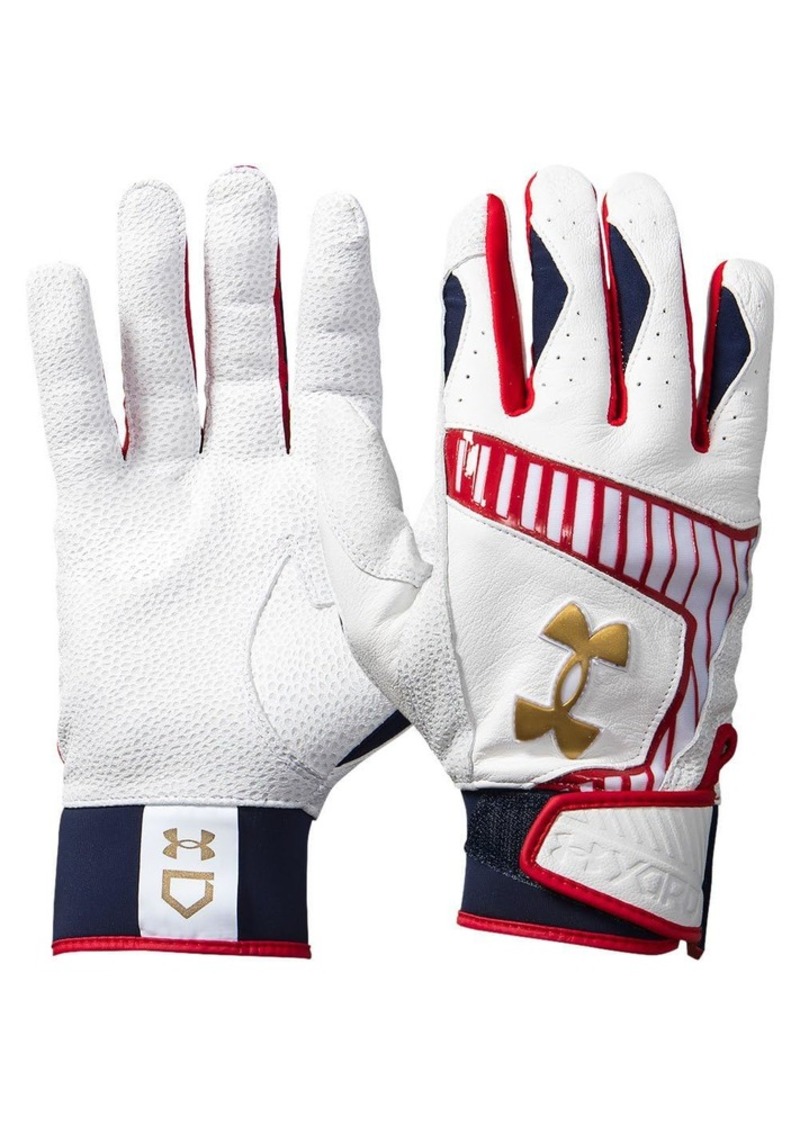 Under Armour Men's Yard 9 Stars and Stripes Baseball Gloves (100) White/Red/Metallic Gold