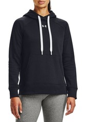 Under Armour Rival Fleece Hoodie in Black /White /White at Nordstrom
