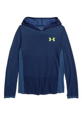 Under Armour Seamless HeatGear® Hoodie in Academy/High-Vis Yellow at Nordstrom