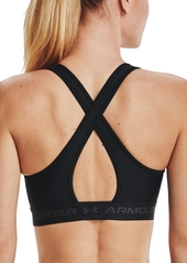 Under Armour Women's Crossback Medium Impact Sports Bra - Black / Black / Jet Gray