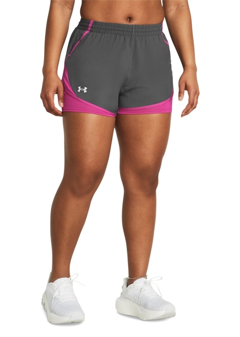 Under Armour Women's Fly By 2-in-1 Layered Shorts - Castlerock / Astro Pink / Reflective