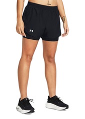 Under Armour Women's Fly By 2-in-1 Layered Shorts - Castlerock / Astro Pink / Reflective