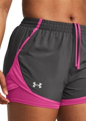 Under Armour Women's Fly By 2-in-1 Layered Shorts - Castlerock / Astro Pink / Reflective