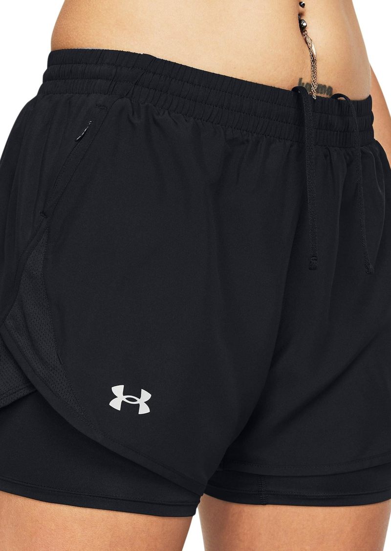 Under Armour Womens Fly by 2-in-1 Shorts (001) Black/Black/Reflective